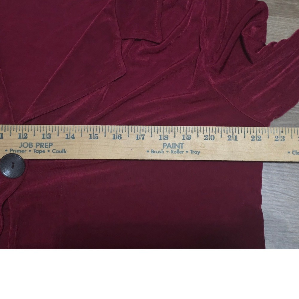 Chicos Travelers Burgundy Red Slinky Knit Single Button Jacket Blazer Size 3 /XL - Picture 6 of 10